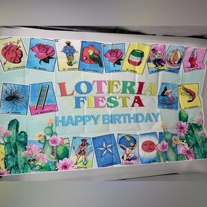 Lotería Theme Happy Birthday Backdrop Banner 3x5Ft